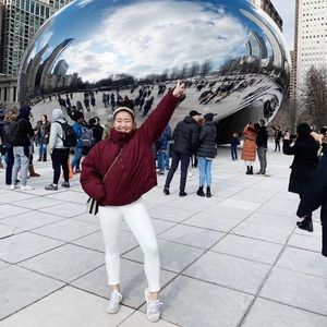 Uniqlo Cropped Maroon Puffer Jacket